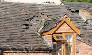 roof broken due to storm