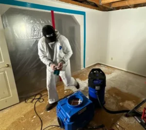 team member restoring damage