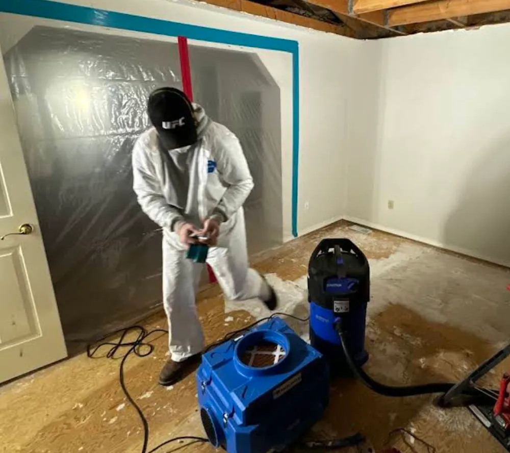 team member restoring damage